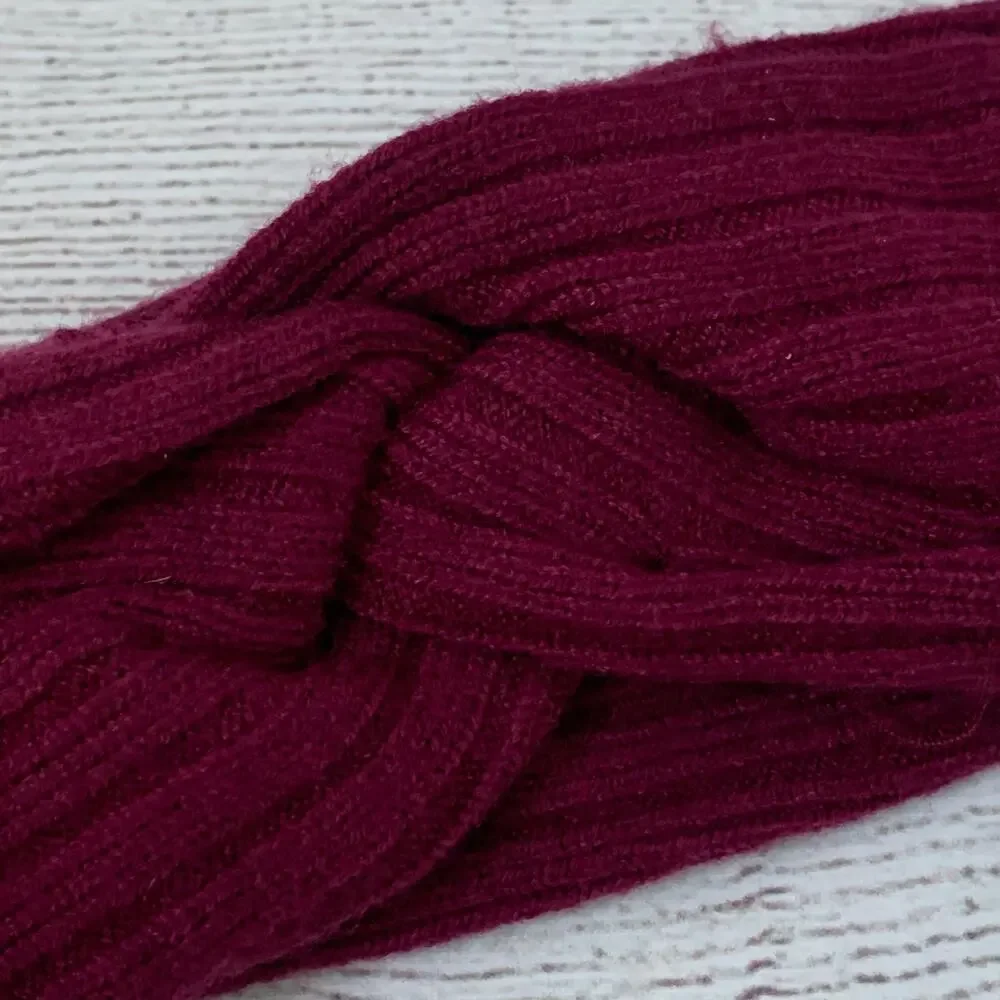 Time and Tru Burgundy Knit Headband Ear Warmer Winter Twisted Bow One Size